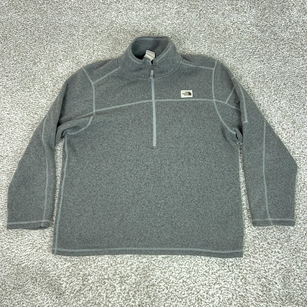 North‎ Face Pullover Mens 2XL Gray Fleece Quarter Zip Long Sleeve Hiking Top